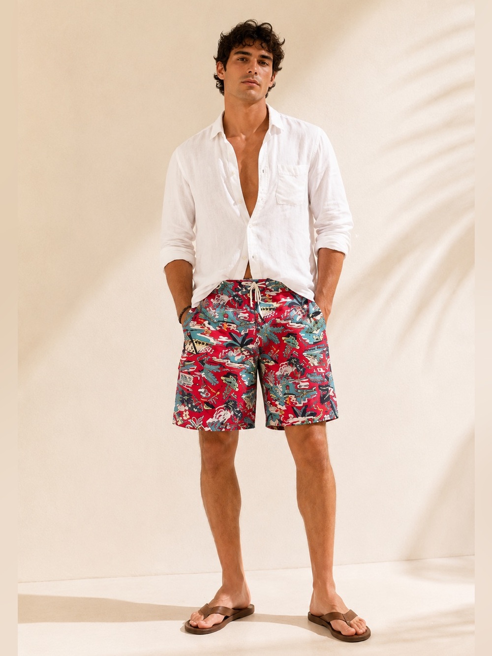 Polo Ralph Lauren Aloha Swim Trunks Tropical Surf Print Pockets Sz XXL